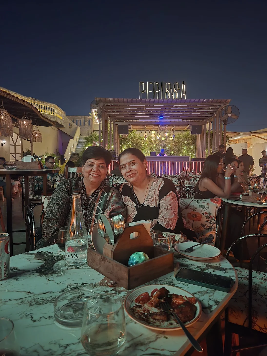Couple posing under the covered walkway